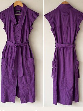 NANETTE LEPORE | ROYAL PURPLE BELTED UTILITY DRESS | SIZE 4 (NEW W/O Tags)